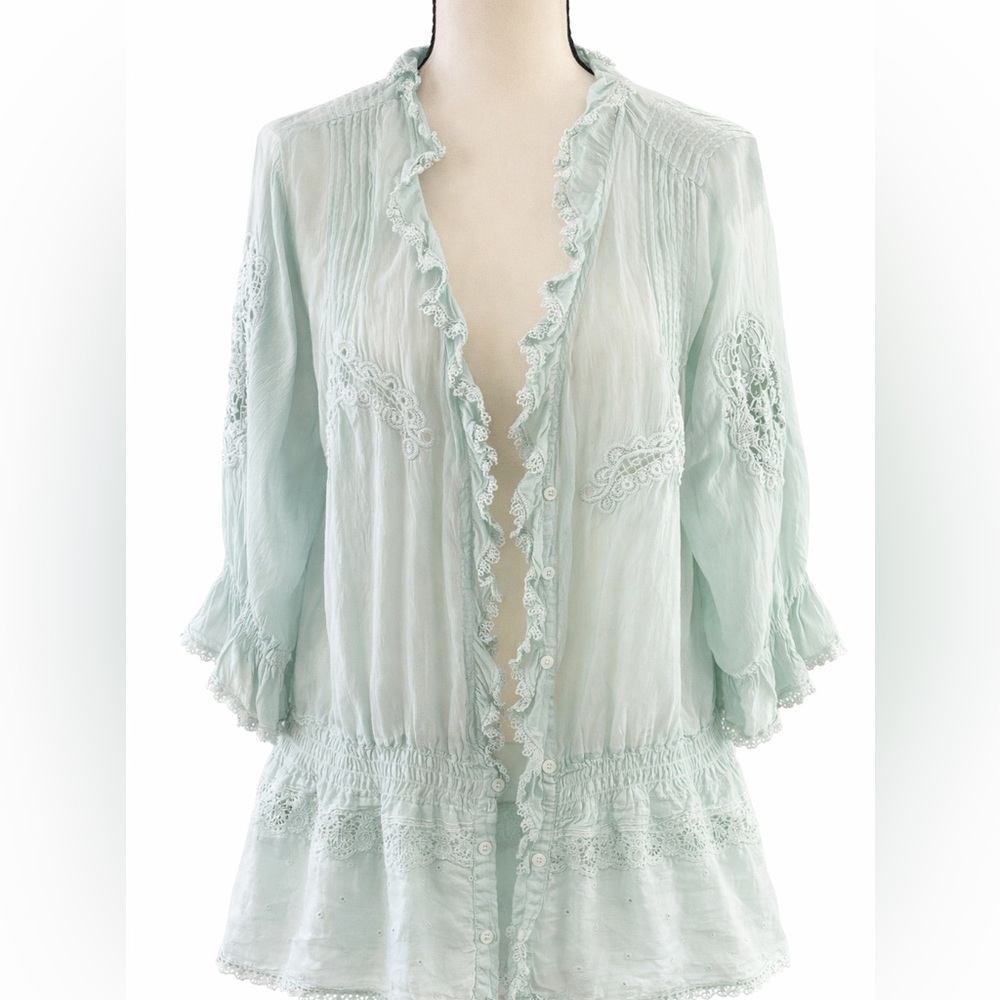 Johnny Was Seafoam Green with embroidered appliqué - Picture 4 of 7